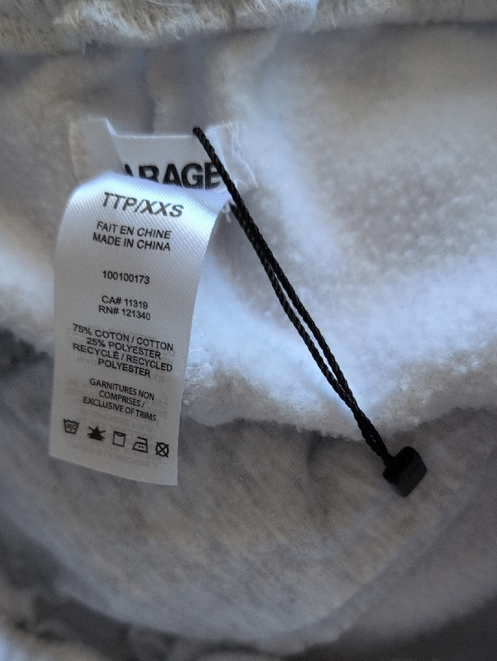 NWOT Garage Light Gray Fleece-Lined Wide Leg Sweatpants Xxs - Picture 2 of 5